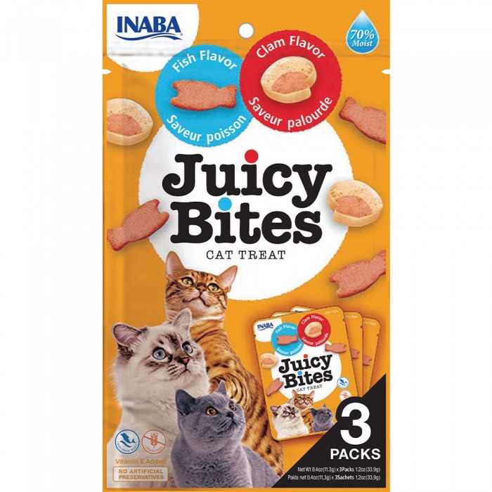 INABA Juicy Bites снеки для котів зі смаком риби і молюсків 3 шт*11,3 г