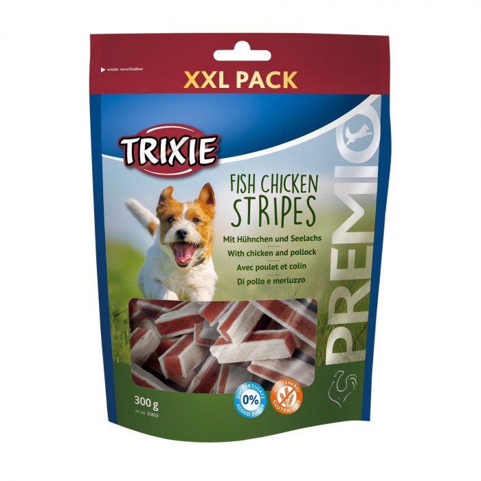 Trixie PREMIO Chicken and Pollock Stripes XXL Pack ласощі для собак палички з куркою та лососем 300гр