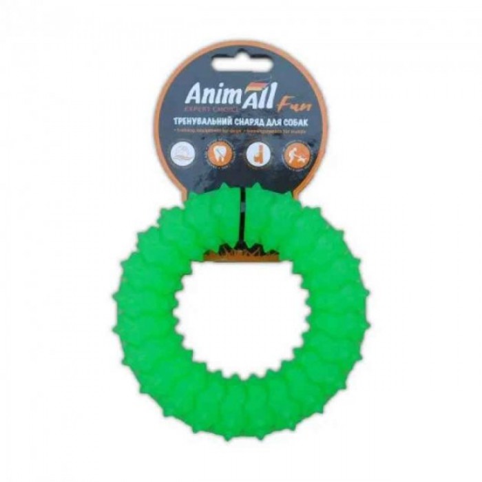 AnimAll Fun іграшка для собак "Кільце з шипами" (зелена) 12 см​