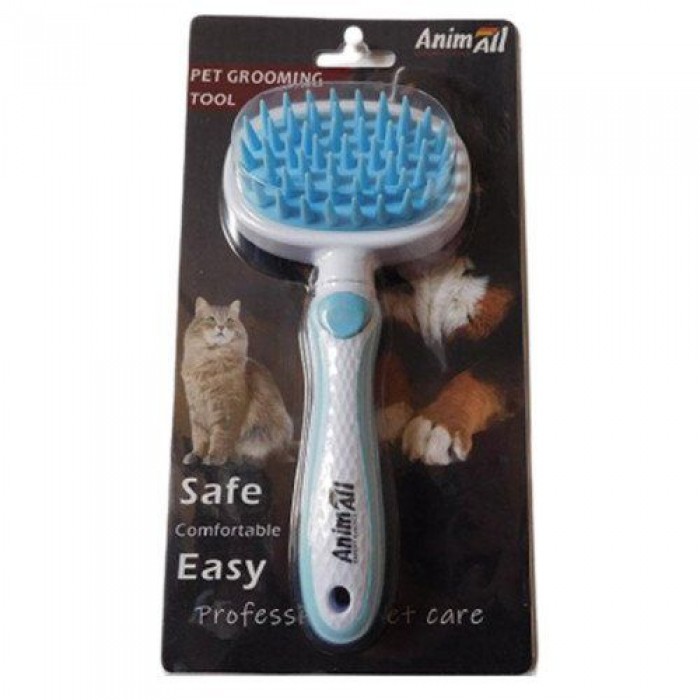 AnimAll Groom силіконовий гребінець для тварин (блакитний)