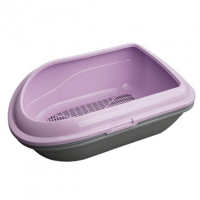 AnimAll туалет із високими бортиками та сіткою для котів (фіолетовий)