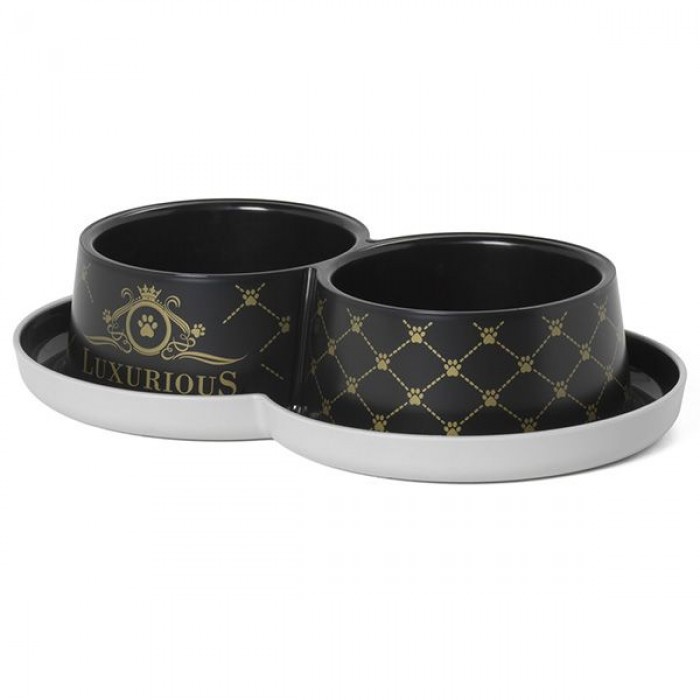 Moderna Double Trendy Dinner Luxurious подвійна миска для котів (чорна) 2х350 мл