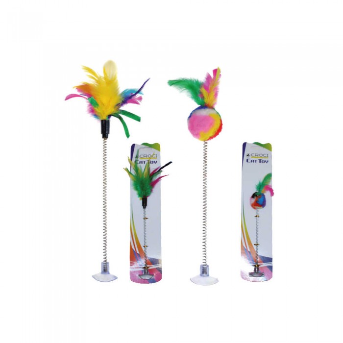 Croci іграшка Дражнилка на присосці з пір'ям для котів 29 см