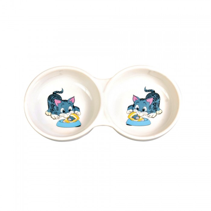 Trixie керамічна миска для котів подвійна 0,15 л/11 см
