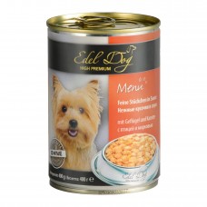 Edel Dog Шматочки з птицею й морквою в соусі для собак​ 400g