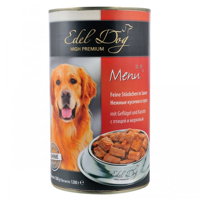 Edel Dog Шматочки з кроликом і рисом в соусі для собак 1,2kg