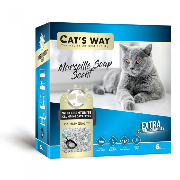 CAT'S WAY бентонітовий наповнювач для котів з ароматом марсельського мила 6 л