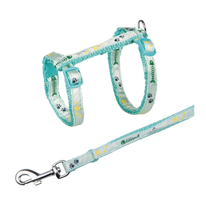 Trixie шлея з повідцем для кошенят з рибками (кольори в асортименті) 