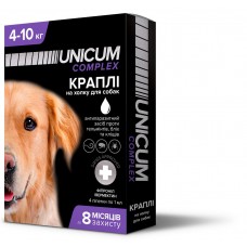 Unicum COMPLEX краплі від бліх, кліщів та гельмінтів на холку для собак 4-10 кг