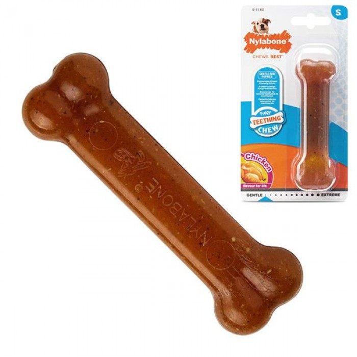 Nylabone Puppy Chew Bone іграшка кістка для цуценят малих порід з ароматом курки 11,4см
