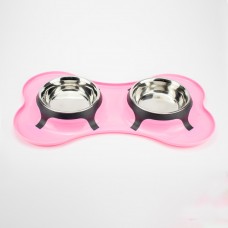 AGILITY подвійна металева миска на підставці для котів (рожева) 2x400 мл