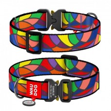 Collar WAUDOG Nylon нашийник "Вітраж" з QR паспортом та металевою фурнітурою для собак XXL