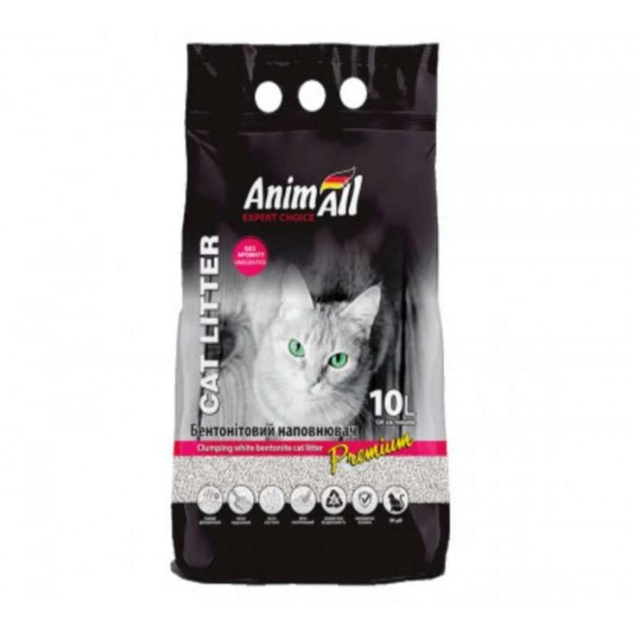 AnimAll Premium Classic бентонітовий наповнювач для котів без аромату 10 л