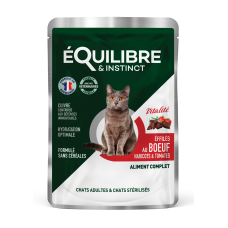 Equilibre & Instinct вологий корм для стерилізованих котів з яловичиною, квасолею і томатами в соусі 85г*12 шт