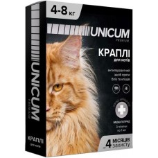 Unicum PREMIUM краплі від бліх та кліщів для котів 4-8 кг.