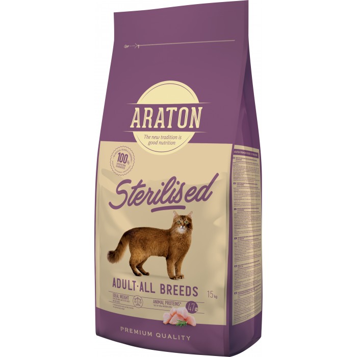 Araton Sterilised Adult All Breeds сухий корм для стерилізованих котів 15кг