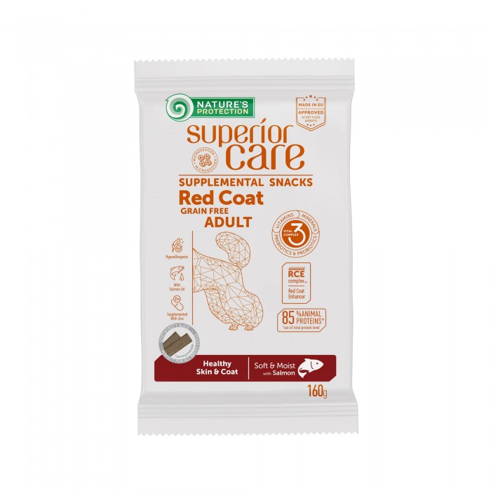 Nature's Protection Superior Care Red Coat Healthy Skin & Coat ласощі для собак з рудим забарвленням 160 г*6шт.