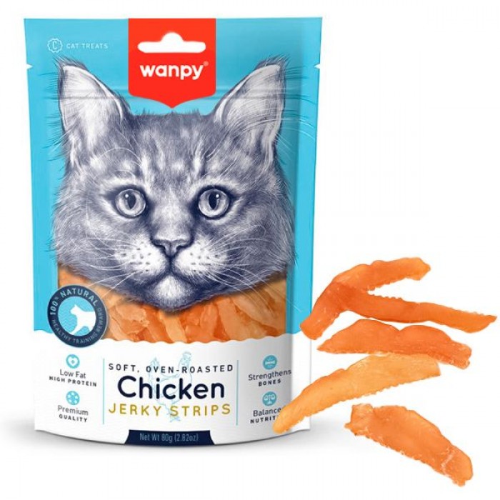 Wanpy Soft Chicken Jerky Strips ласощі для котів з куркою 80 г