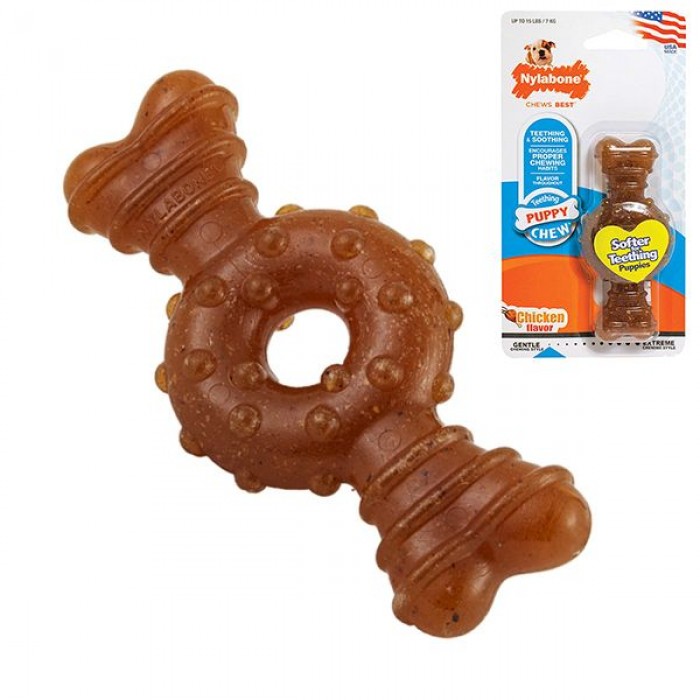 Nylabone Puppy Chew Ring Bone іграшка для цуценят міні порід з ароматом курки 9,5см