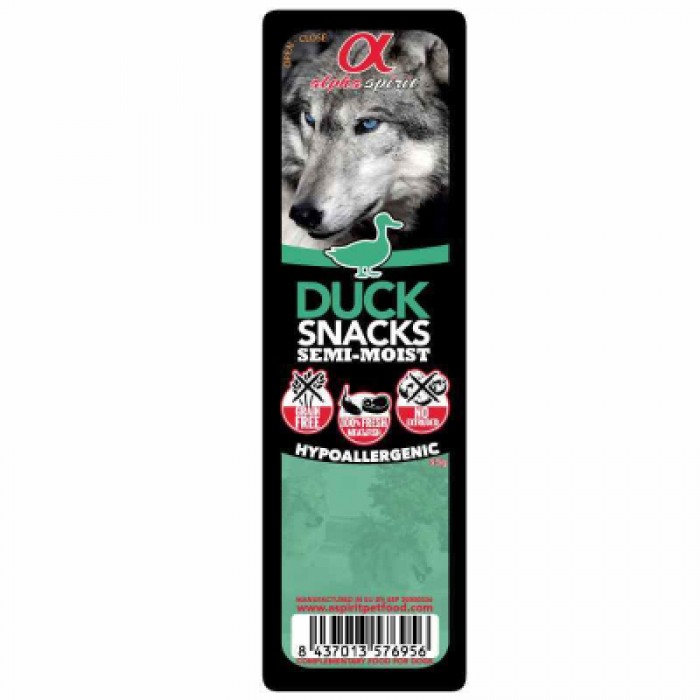 Alpha Spirit Dog Snacks Duck напіввологі ласощі для собак з качки 35г (кубики)