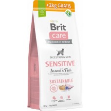 Brit Care Dog Sustainable Sensitive для всіх порід із чутливим травленням з рибою та комахами 12+2 кг