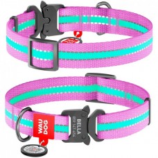 Collar WAUDOG Nylon світловідбивний нашийник, що світиться з QR паспортом та металевою фурнітурою для собак (фіолетовий) S
