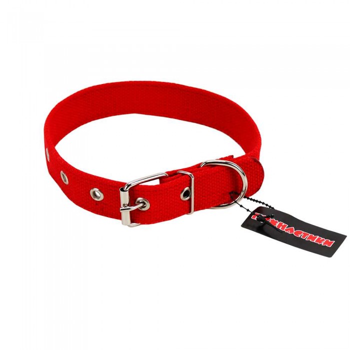 Пухнастики брезентовий нашийник для собак 25 мм, 49 см (червоний) L