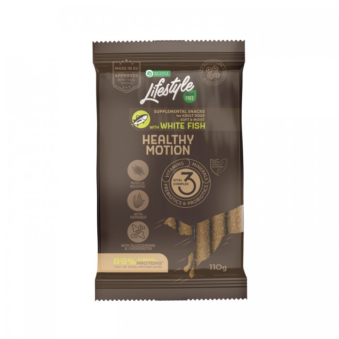 Nature's Protection Lifestyle Grain Free White fish Healthy Motion ласощі для собак з білою рибою 110 г* 6шт.