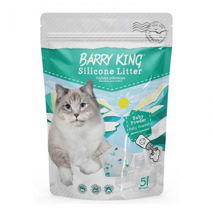 TM Barry King Silicone Litter Baby Powder силікагелевий наповнювач для котів з ароматом дитячої пудри 5 л