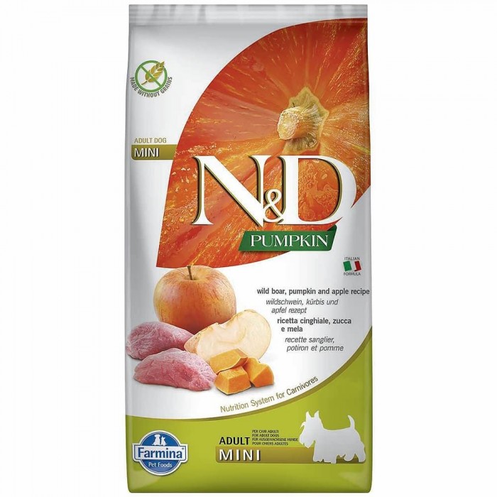 Farmina N&D беззерновий сухий корм для собак дрібних порід з кабаном, гарбузом і яблуком 2,5 кг