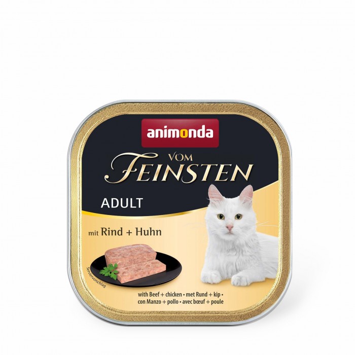 Animonda Vom Feinsten Adult with Beef + Chicken вологий корм з яловичиною та куркою для котів 100 г
