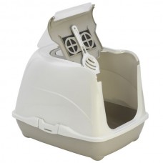 Moderna закритий туалет для котів з відкидною кришкою (сірий/білий) 
