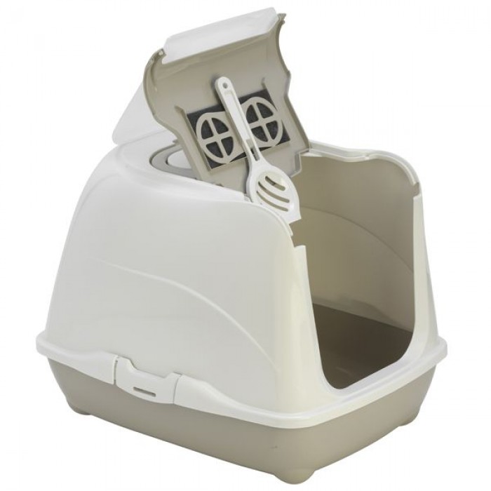 Moderna закритий туалет для котів з відкидною кришкою (сірий/білий) 