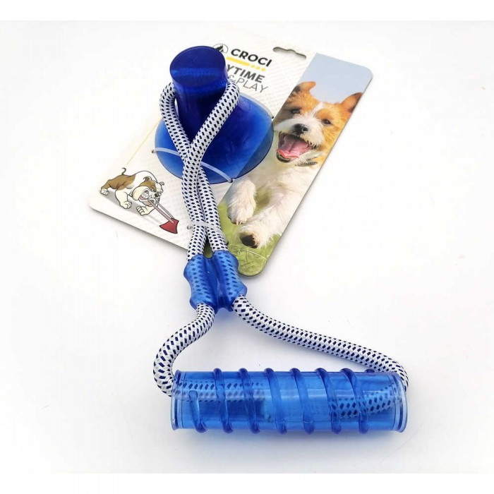 Croci іграшка для собак "Циліндр на мотузці з присоскою" (блакитний) 36х13 см