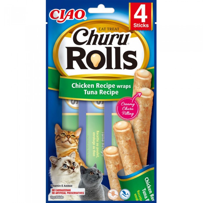 INABA Churu Rolls ласощі для котів рулетики з куркою та тунцем 4 шт*10 г