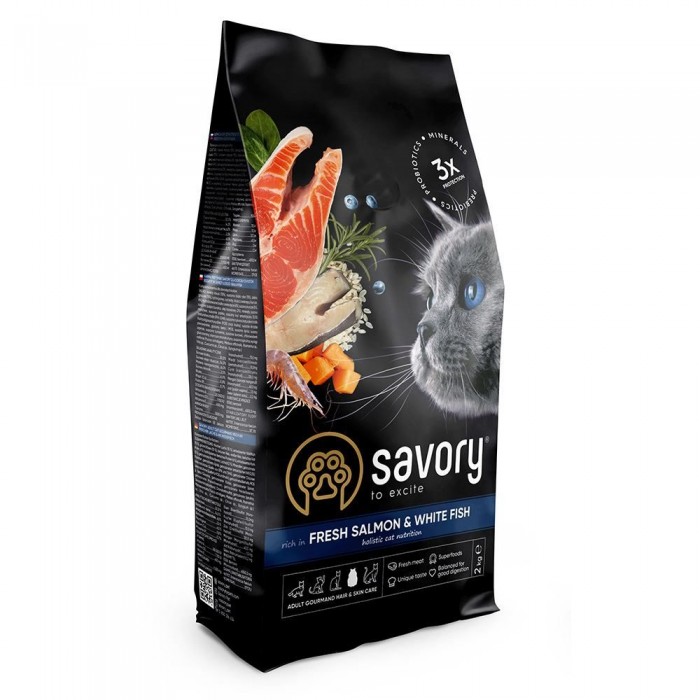 Savory Adult Cat Gourmand Fresh Salmon and White Fish 2 kg