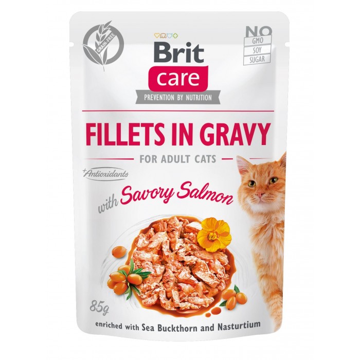 Brit Care Cat pouch філе з лососем для котів в соусі  85g