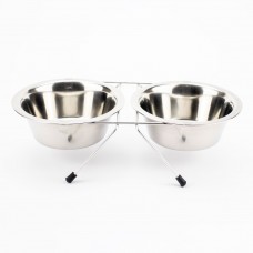 AGILITY подвійна металева миска на підставці з нержавіючої сталі для собак 2x750 мл