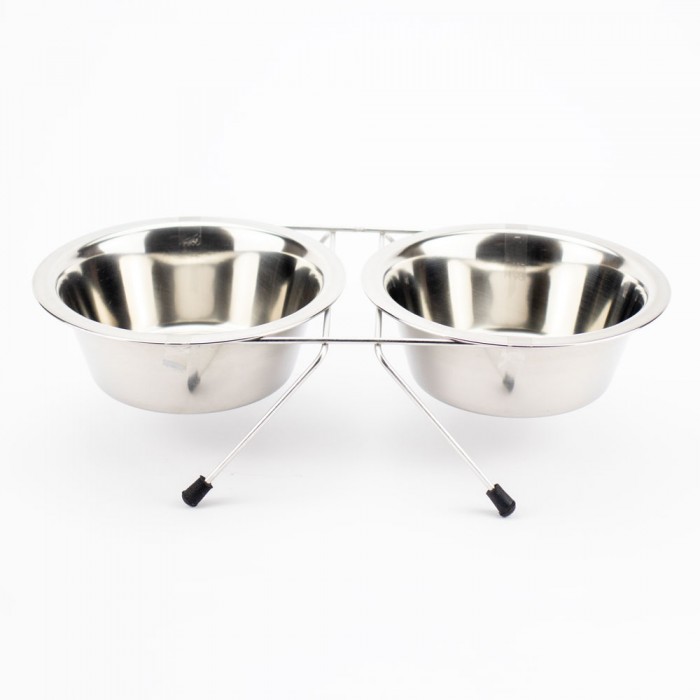 AGILITY подвійна металева миска на підставці з нержавіючої сталі для собак 2x750 мл