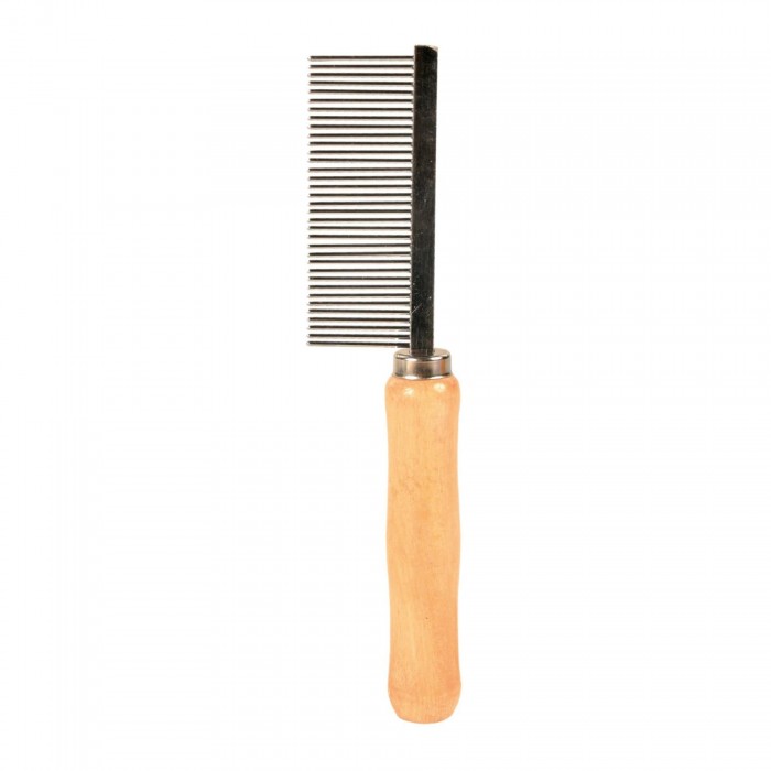 Trixie гребінець з середніми зубцями для догляду за шерстю котів і собак з дерев’яною ручкою 18см