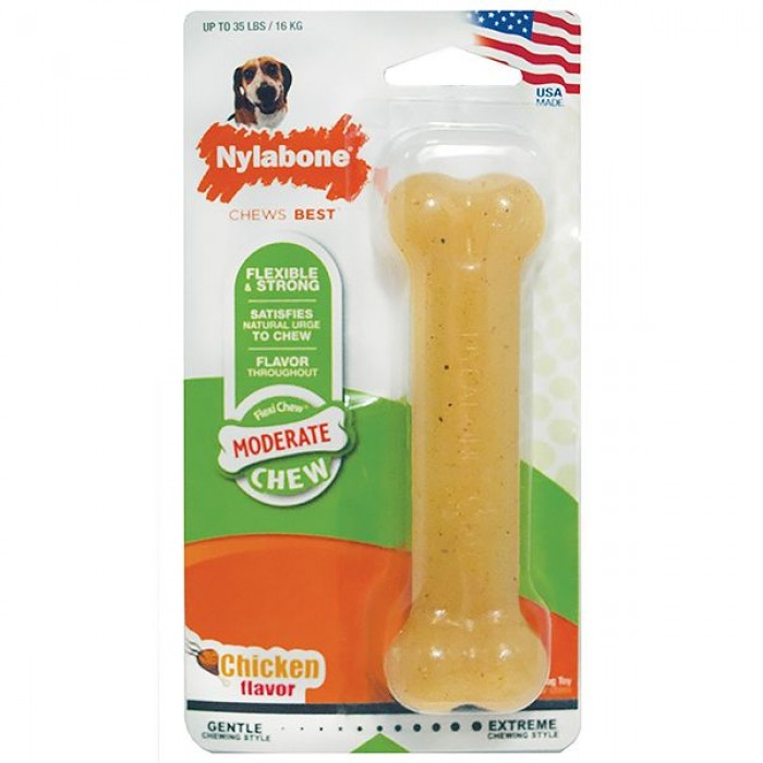 Nylabone Flexi Chew Wolf іграшка кістка для собак середніх порід з ароматом курки 13,9см