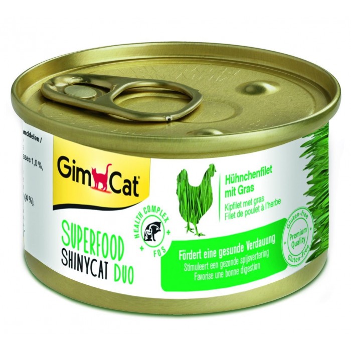 GimCat Shiny Cat SUPERFOOD курка з травою 70g