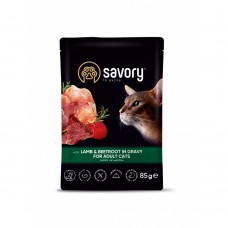 Savory Adult Cat Pouch with Lamb & Beetroot in Gravy вологий корм для котів з ягням та буряком 85 г
