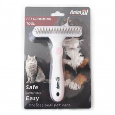 AnimAll Groom дворядний гребінець-граблі для тварин (рожевий)
