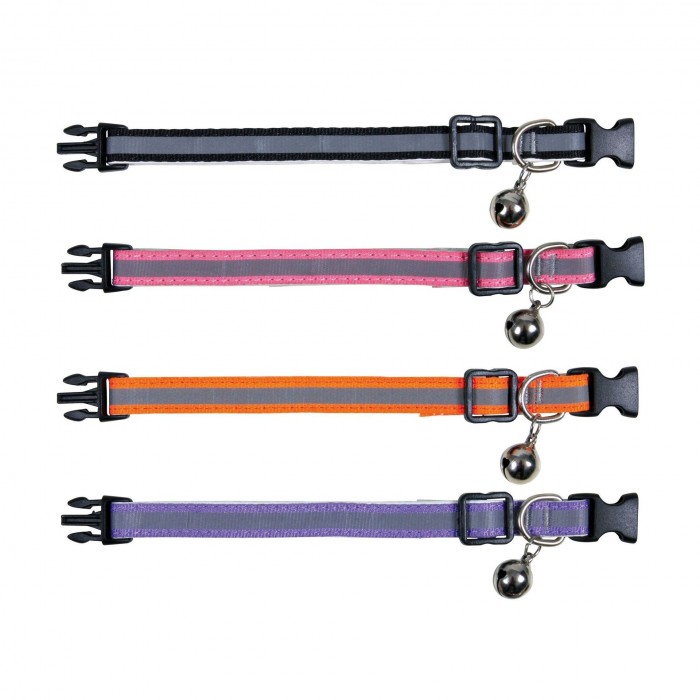 Trixie нейлоновий нашийник для кошенят з світловідбиваючою смужкою та дзвіночком 4-х кольорів