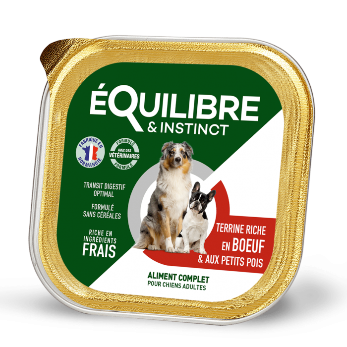 Equilibre & Instinct паштет для дорослих собак з яловичиною і зеленим горошком 300г*9шт