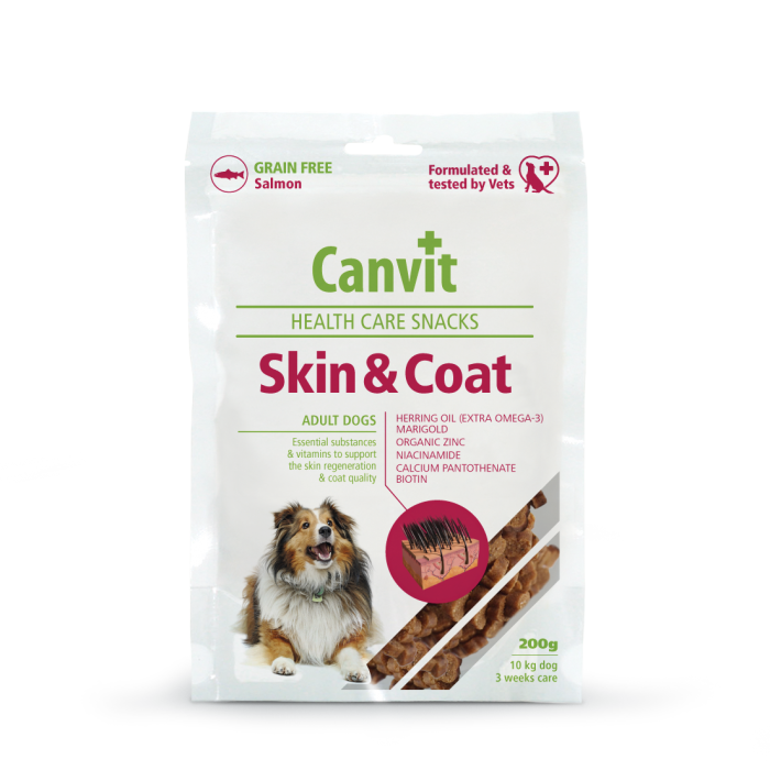 Canvit Skin and Coat напіввологі ласощі з лососем для шкіри та шерсті собак 200 г