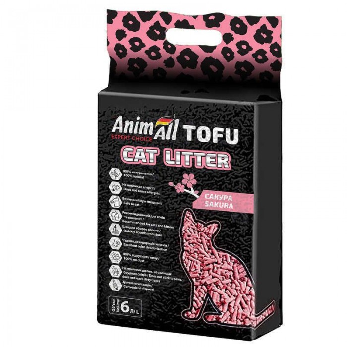 AnimAll Tofu Saсura соєвий наповнювач для котів з ароматом сакури 6 л