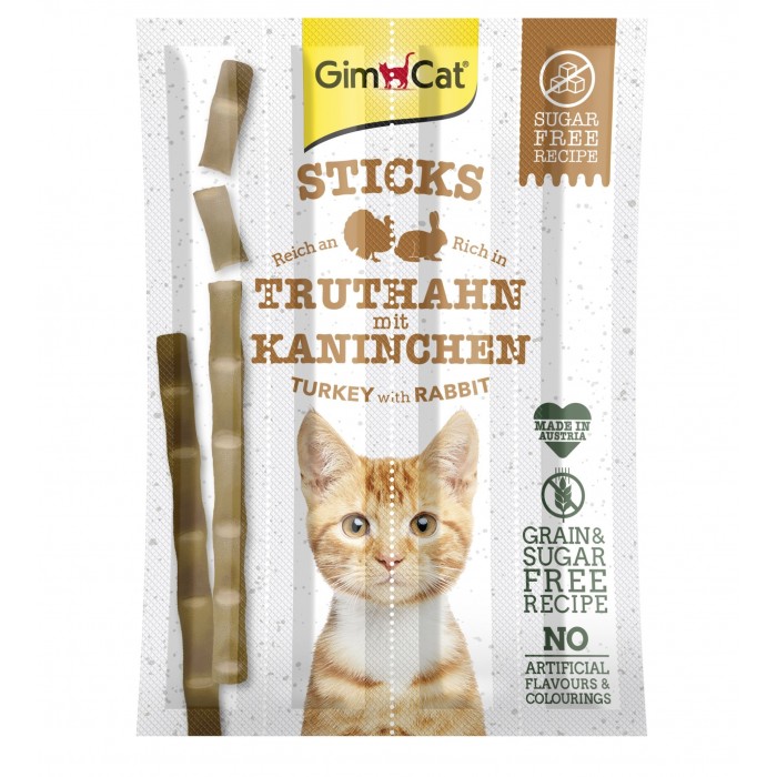 GimCat Sticks Turkey and Rabbit - ласощі для котів, з індичкою та кроликом 4шт.