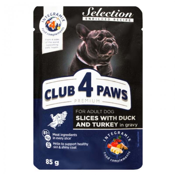 Club 4 Paws Premium Selection вологий корм для собак малих порід з качкою та індичкою в соусі 85 г